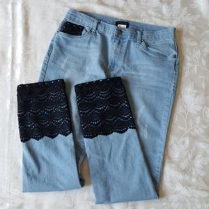 Venus Lace Detail Jeans,  Size 10.